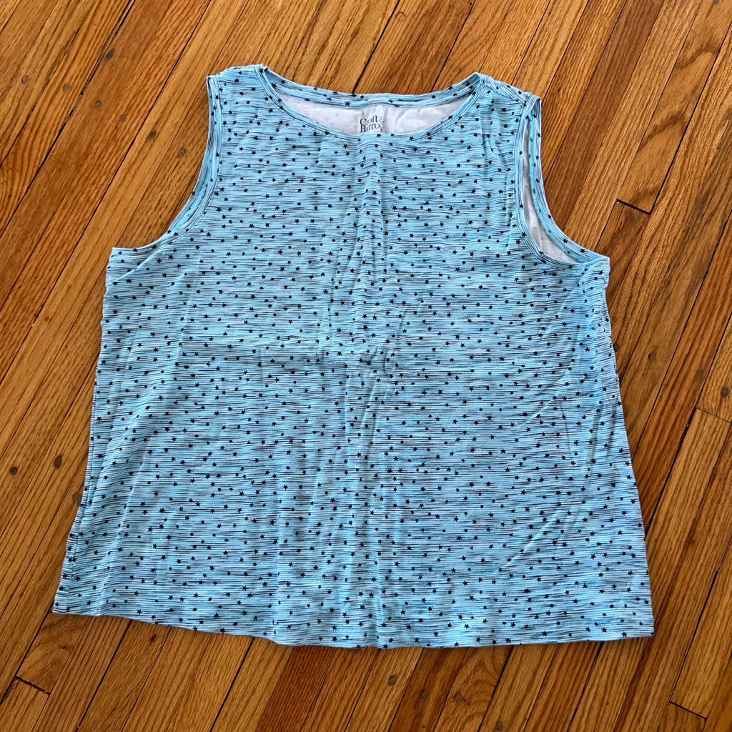 Light Blue Sleeveless Tank Top With Tiny Star Print